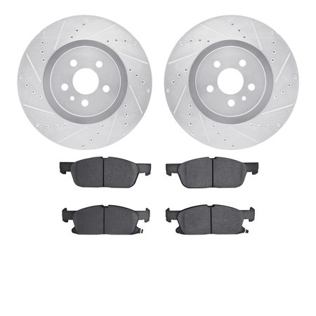 DYNAMIC FRICTION CO 7502-55003, Rotors-Drilled and Slotted-Silver with 5000 Advanced Brake Pads, Zinc Coated 7502-55003